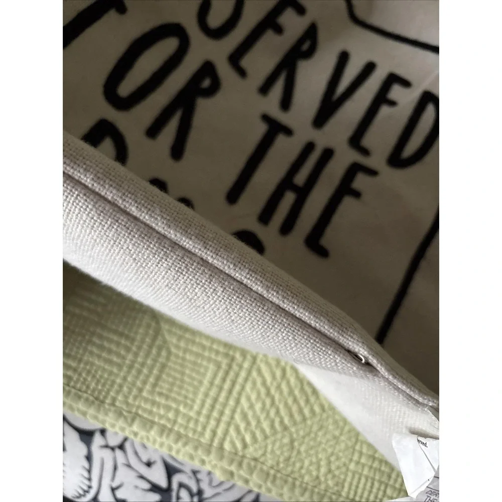 Reserved For The Dog Embroidered Accent Pillow Case White Black 17 X 17